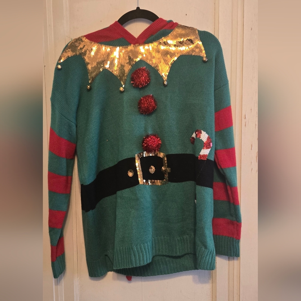 Christmas Sweater With Elf Ears Hood Size Small From 32 Degrees